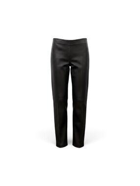 Classic Black Genuine Leather Pants - Women